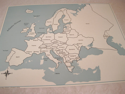 Kartpussel Europa - kontrollkarta med namn
