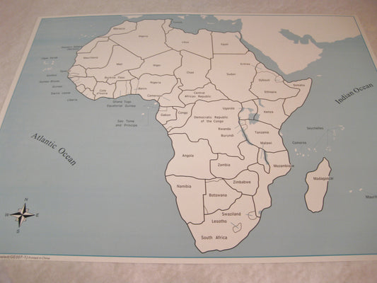 Kartpussel Afrika - kontrollkarta med namn