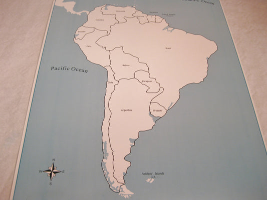 Kartpussel Sydamerika - kontrollkarta med namn