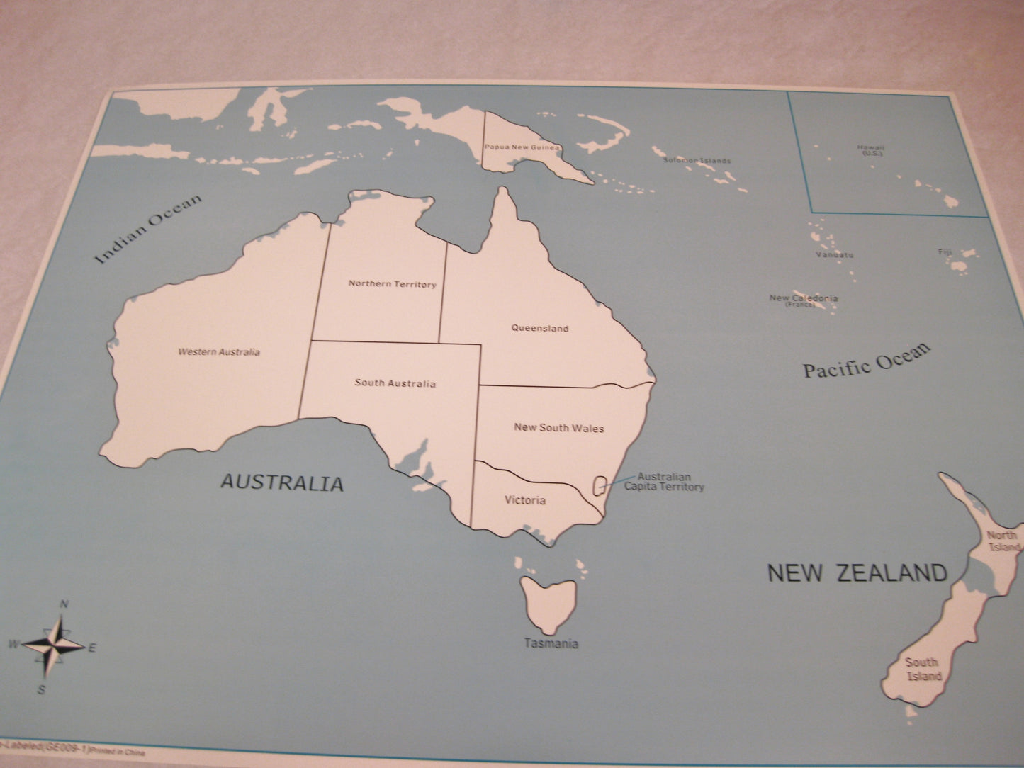 Kartpussel Australien - kontrollkarta med namn