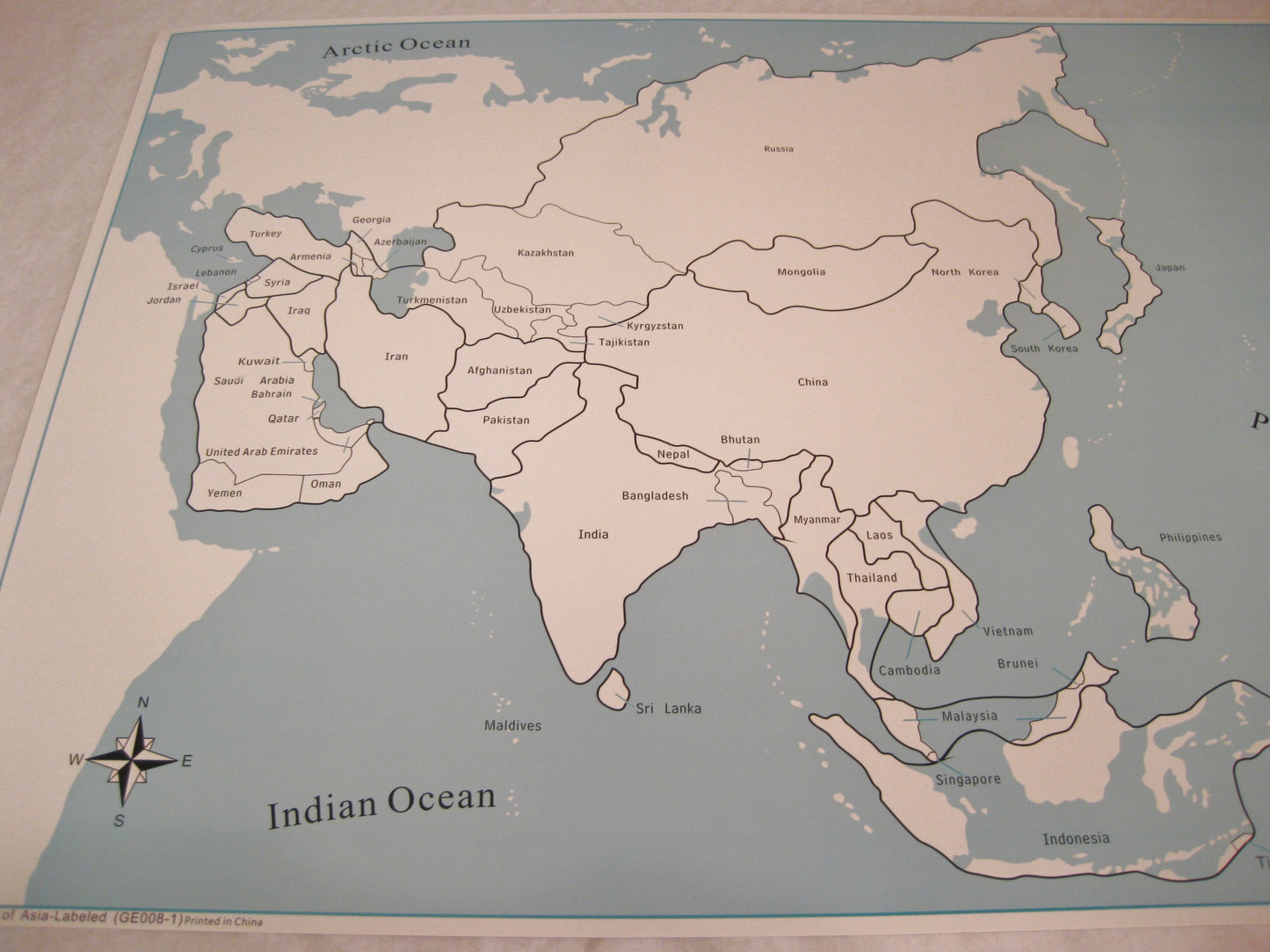 Kartpussel Asien - kontrollkarta med namn