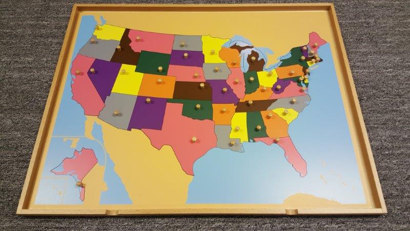 Map puzzle The United States 57.5 x 44.5 cm + wooden box