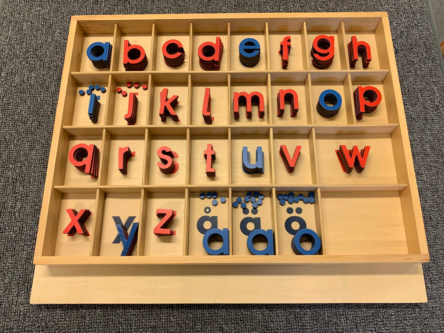 Lilla rörliga alfabetet med åäö inkl låda och lock